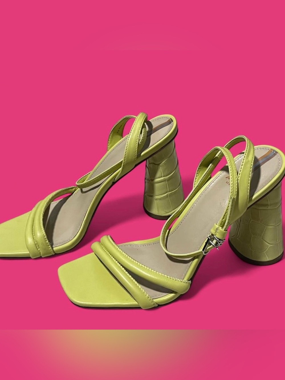 Sam Edelman Lime Green Strappy Block Heel Sandals